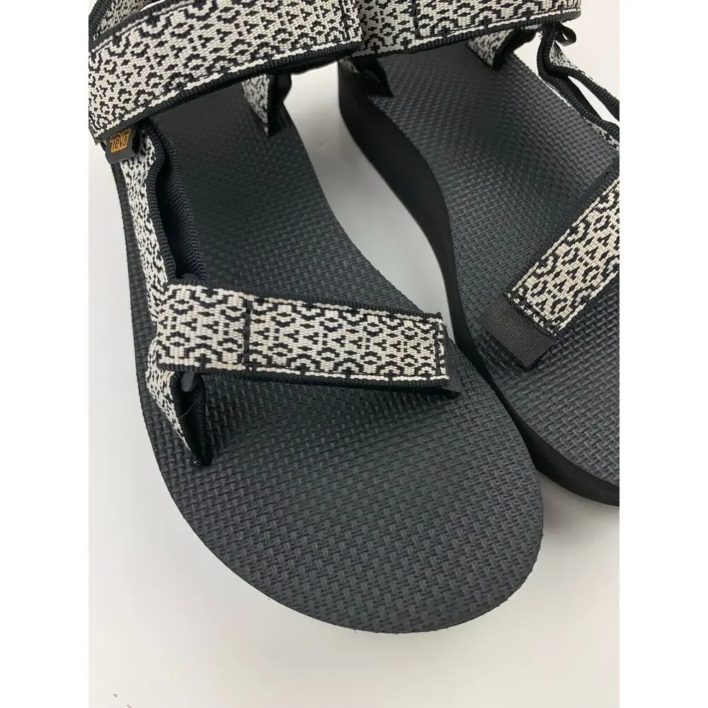 Teva Midform Universal Sandals Black White Strappy Platform Women's 6 Casual